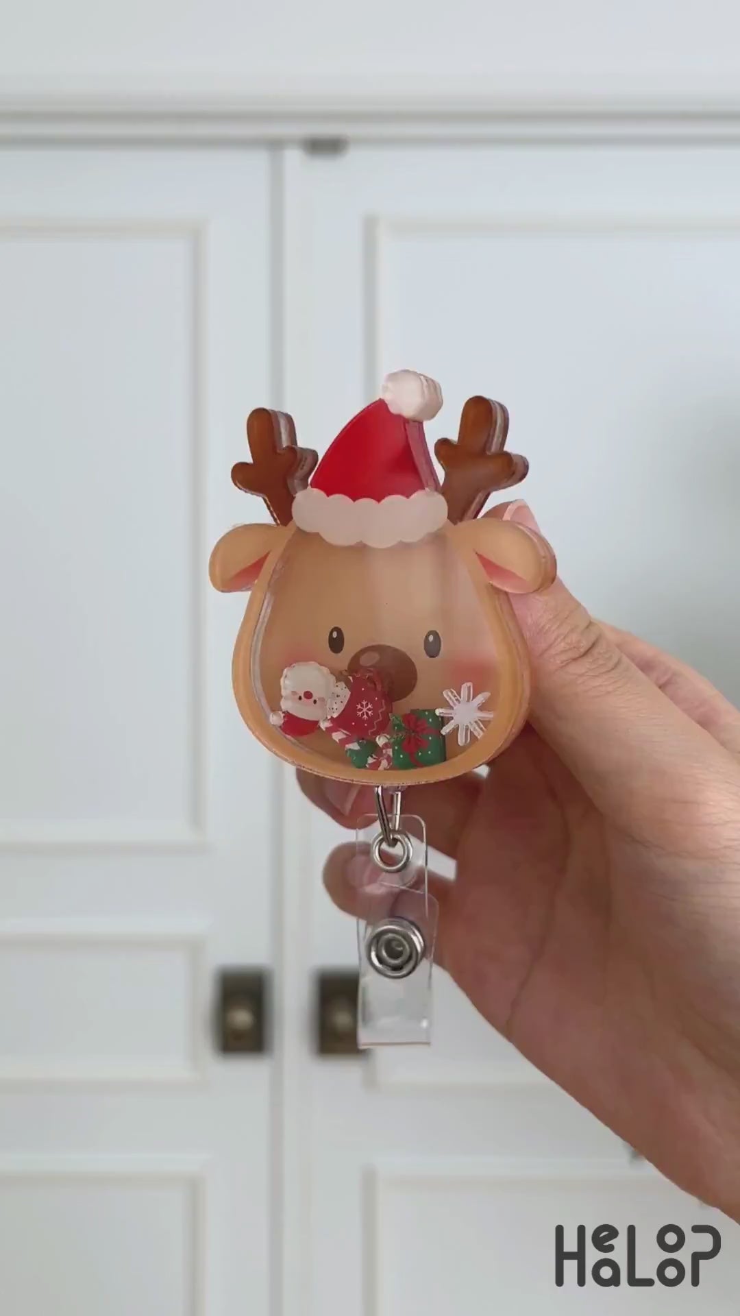 Christmas deer shaker badge reel video