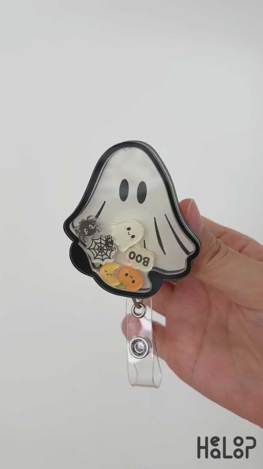 Ghost halloween shaker badge reel video