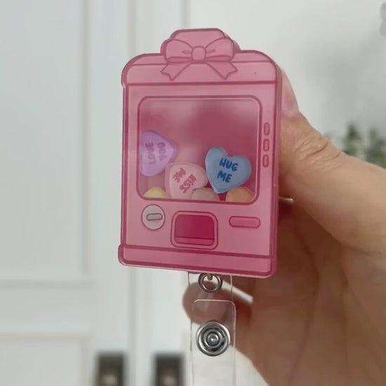Sweethearts Candy Vending Machine Shaker Badge Reel Video