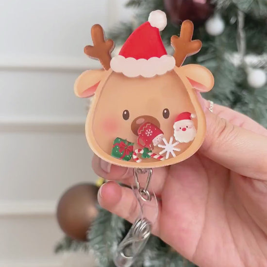 Christmas reindeer shaker badge reel video