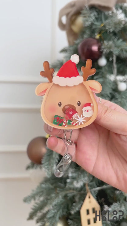 Christmas reindeer shaker badge reel video