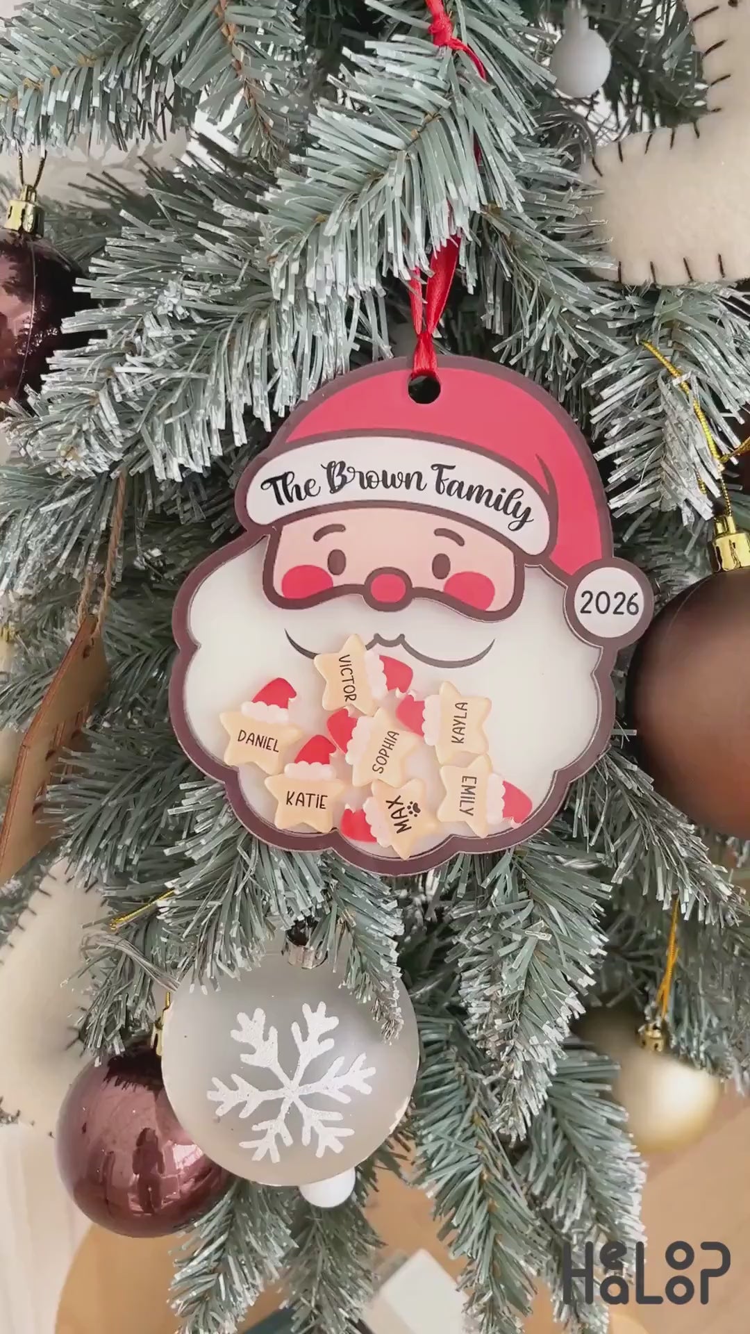 Personalized Family Santa Shaker Ornament Video
