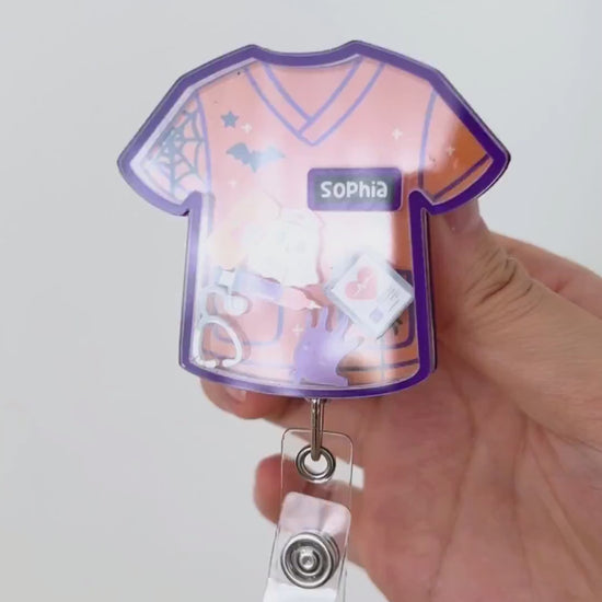 Custom nurse shaker badge reel halloween