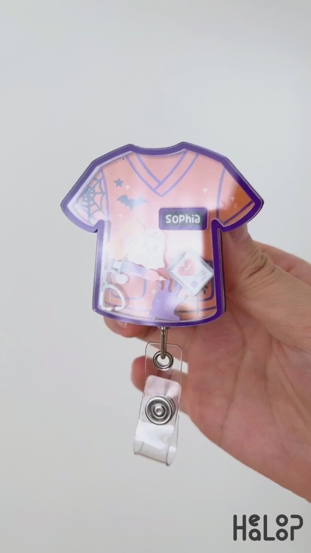 Custom nurse shaker badge reel halloween