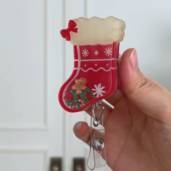 Christmas stocking badge reel video