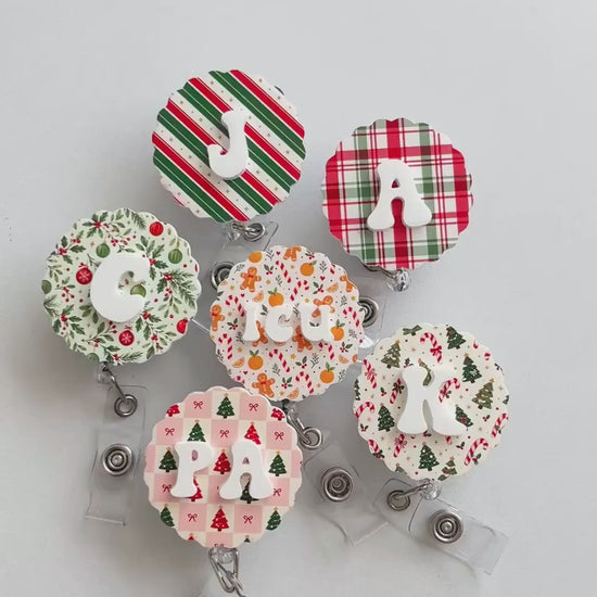 Custom Initial Christmas Pattern Badge Reel Video