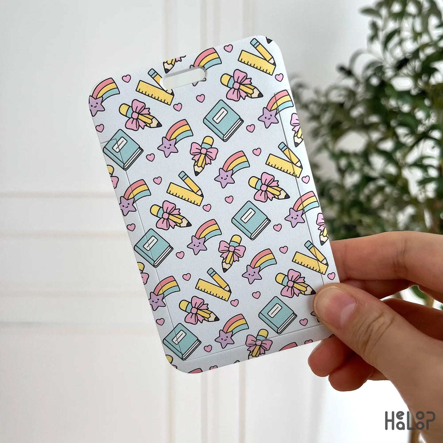 rainbow stationery cute ID badge holder, ideal for teachers and students