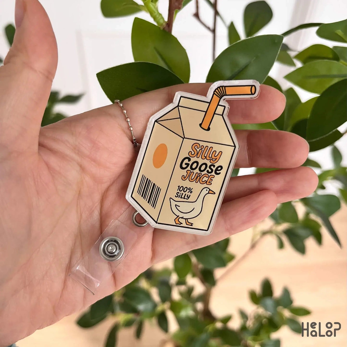 Silly Goose Juice Badge Reel – funny retractable ID holder for nurses and healthcare workers