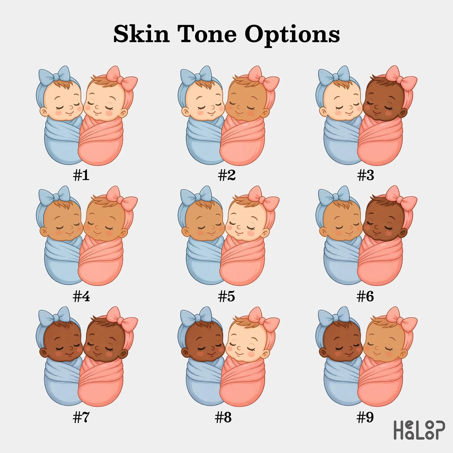 Swaddle Baby Shaker Badge Reel Skin Tone Options