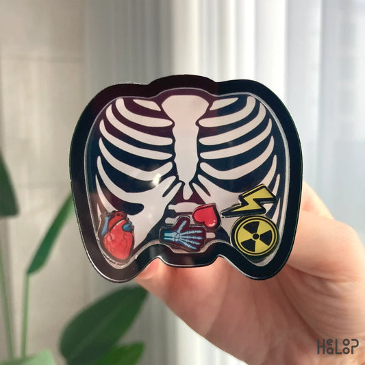 Fun medical themed shaker phone grip with Xray design and charms